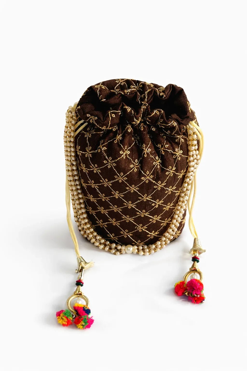 Handcrafted Embroidered Potli Bag with Pearl Handle for Women | Wedding & Festive Potli Purse · 5