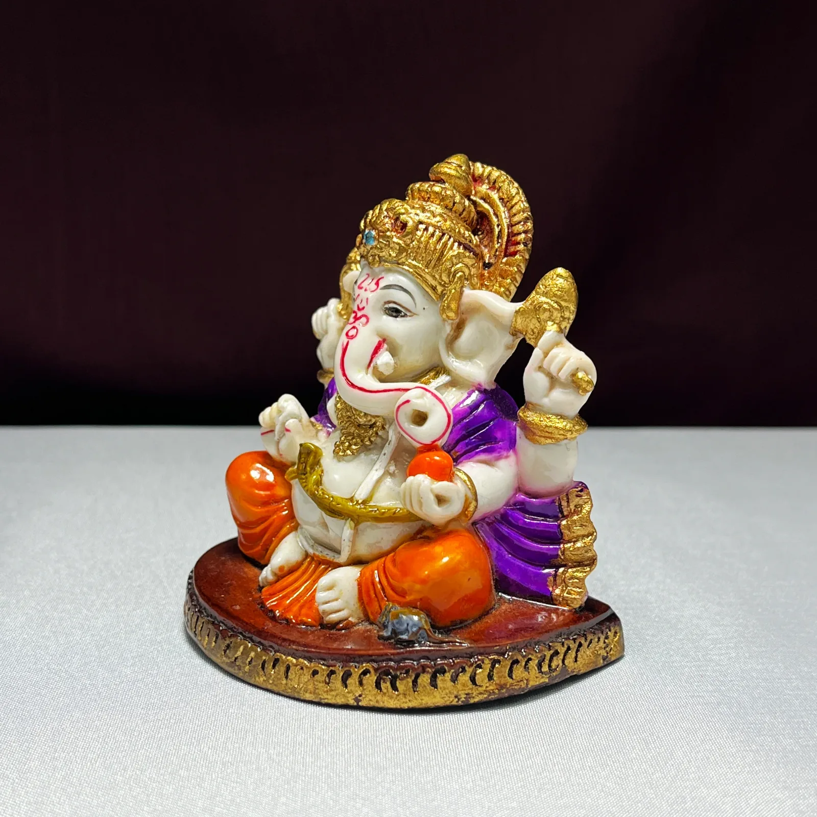 Handmade Resin Sitting Ganesh Statue for Temple Decor · 3
