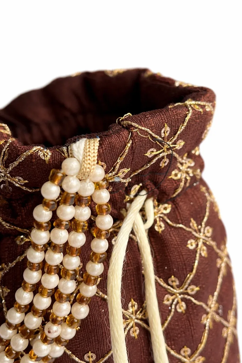Handcrafted Embroidered Potli Bag with Pearl Handle for Women | Wedding & Festive Potli Purse · 3